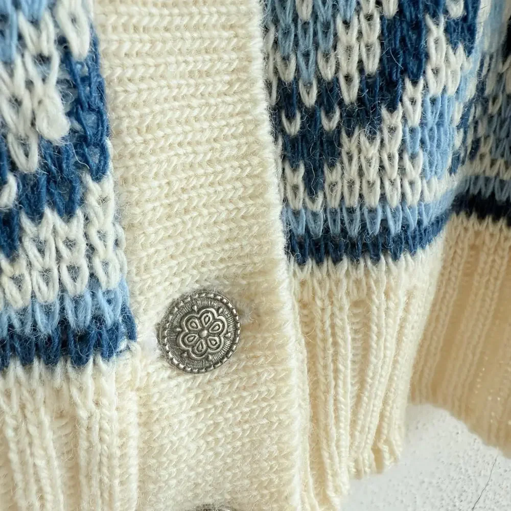 Nordic Wool Cardigan North Cape Sweater‎ Shawl Made in Norway Fair Isle Vintage - Picture 3 of 7